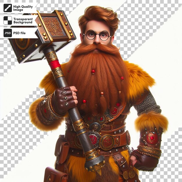 A man with a beard and a sword in his hand