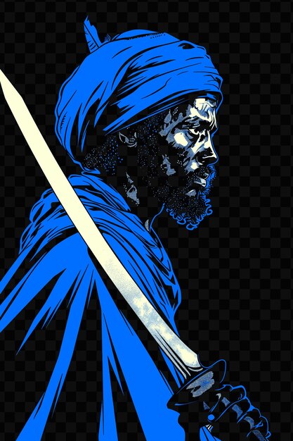 PSD a man with a blue turban on his head is shown