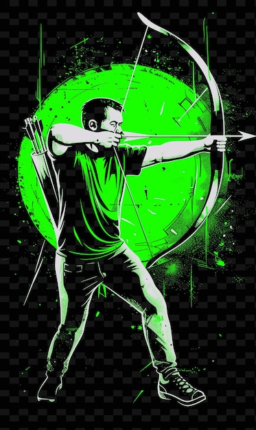 PSD a man with a bow and arrow pointing to a bow