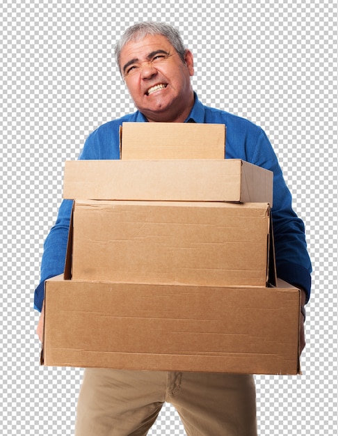 PSD man with boxes