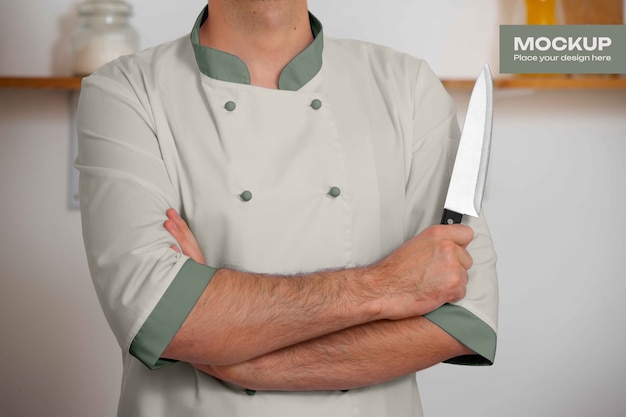 PSD man with chef jacket mockup