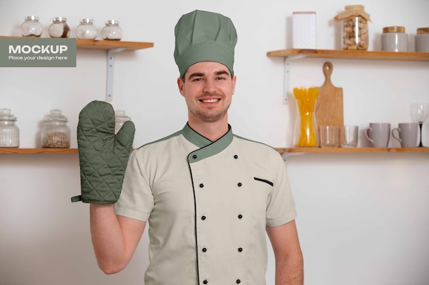 PSD man with chef jacket mockup