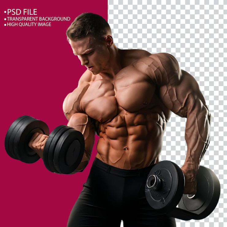 PSD a man with a dumbbell that says quot personal quot