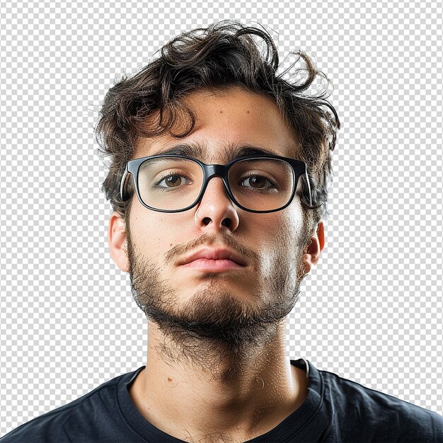 PSD man with glasses isolated on transparent background png