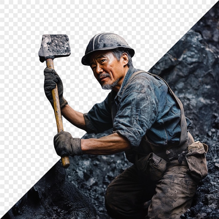 PSD a man with a hammer is holding a hammer