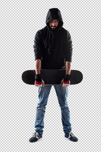 man with his skate