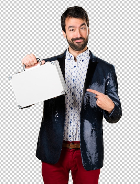 PSD man with jacket holding a briefcase