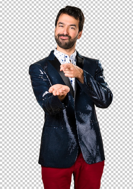 PSD man with jacket holding something