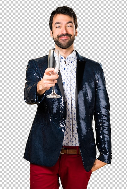 PSD man with jacket with champagne