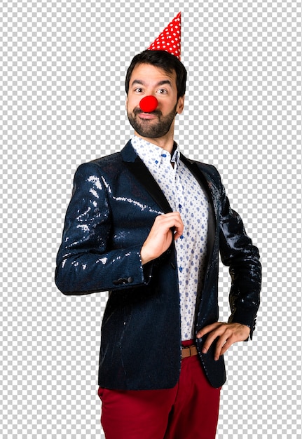 PSD man with jacket with clown nose