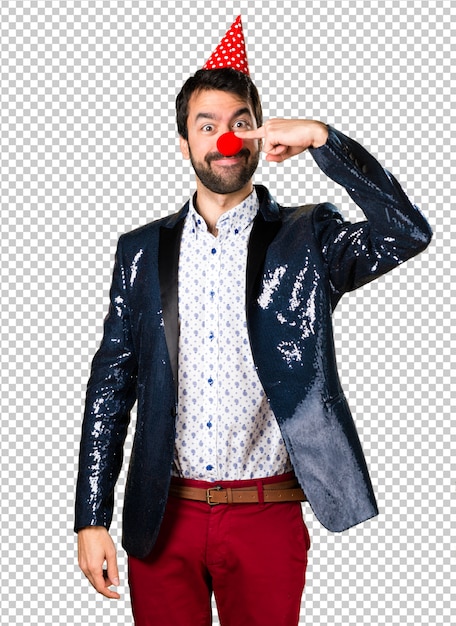 PSD man with jacket with clown nose