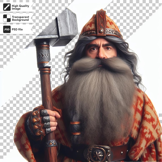 A man with a long beard and a large axe