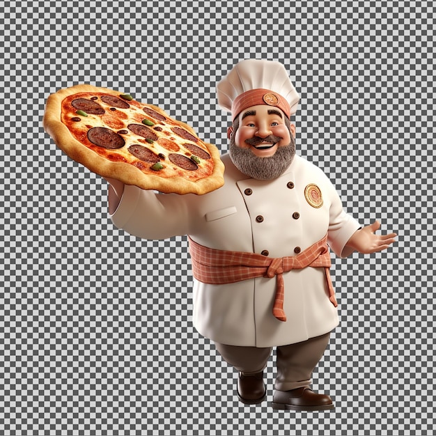 PSD a man with a pizza on his head and a pizza on the plate