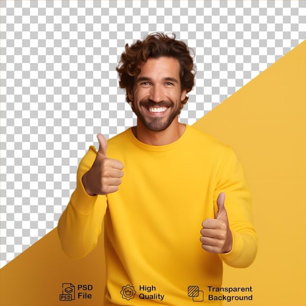 PSD man with thumbs up sign isolated on transparent background include png file