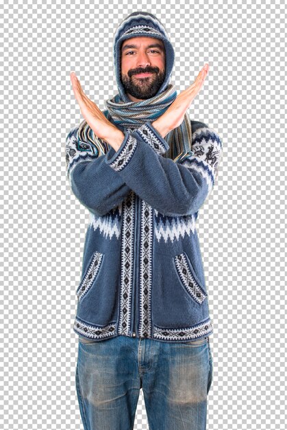 PSD man with winter clothes making no gesture