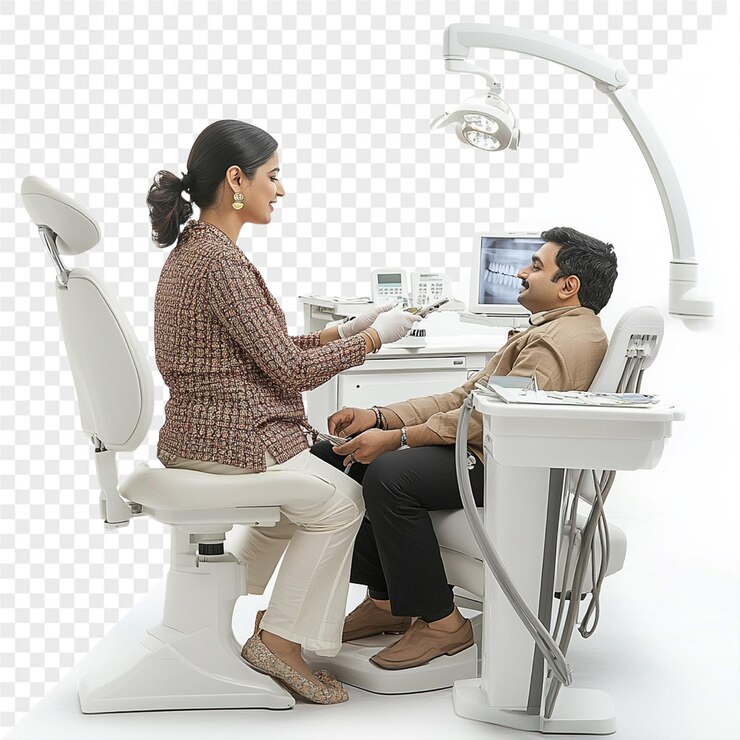 PSD a man and a woman are looking at a computer monitor