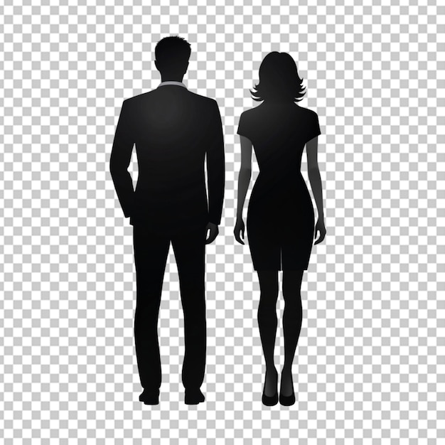 PSD man and woman silhouette on transparent bg