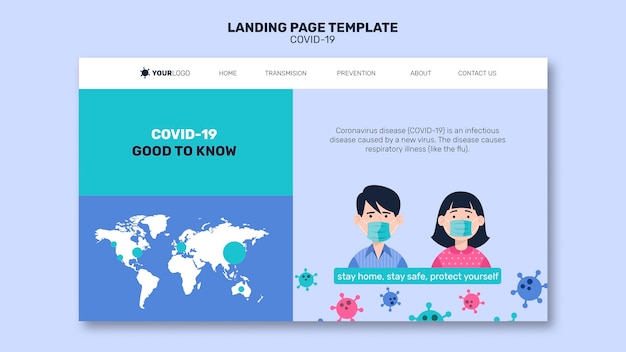 PSD man and woman with mask coronavirus landing page