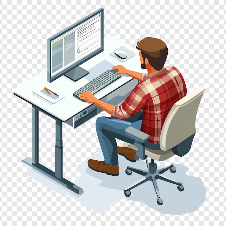 PSD man working on computer