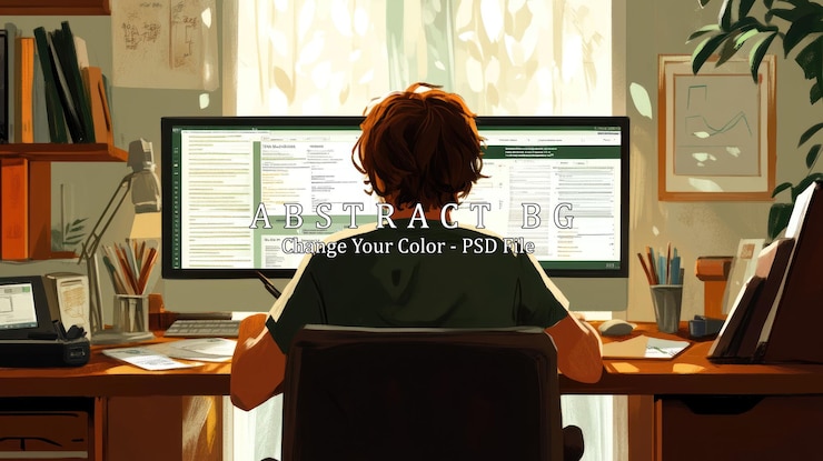 PSD a man working at his desk