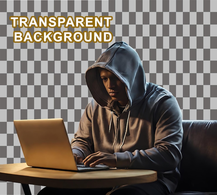 PSD man working on laptop at table professional look