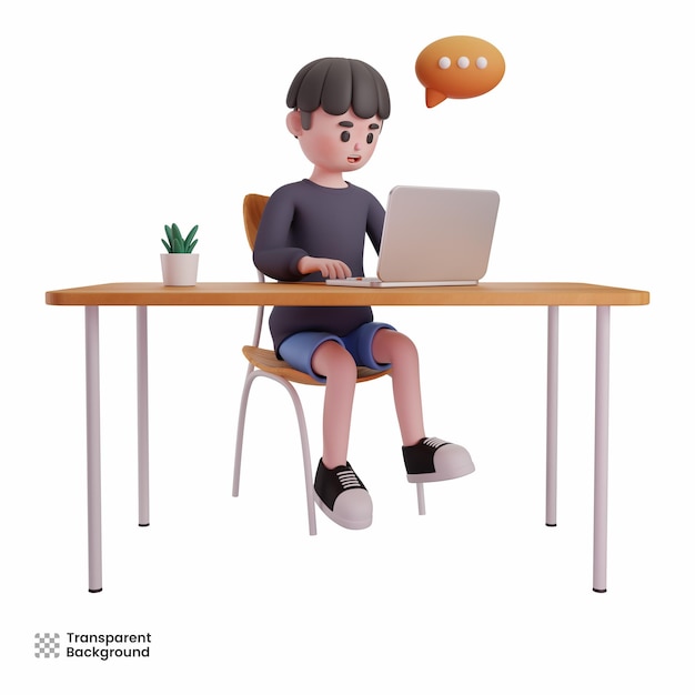 Man Working on Laptop 3D Character