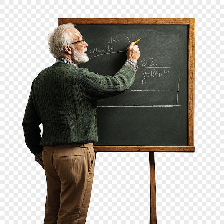 PSD a man writing on a blackboard with a quote in the middle