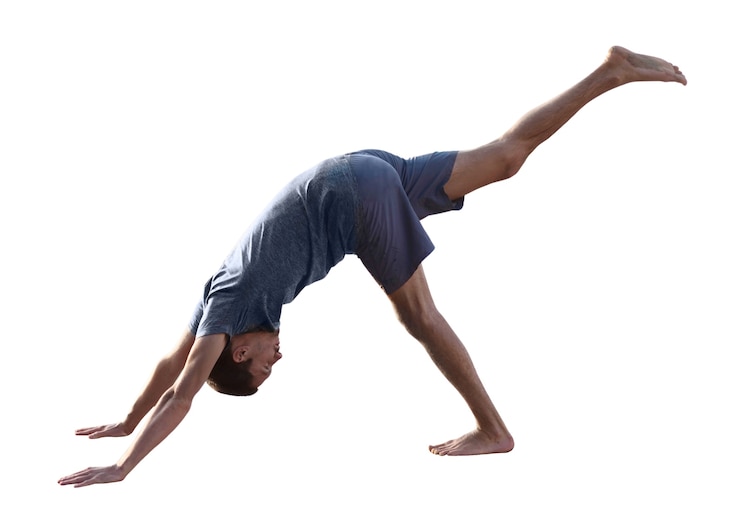 PSD man in yoga position isolated
