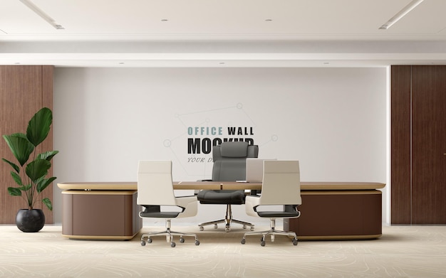 Management office designed in modern style wall mockup