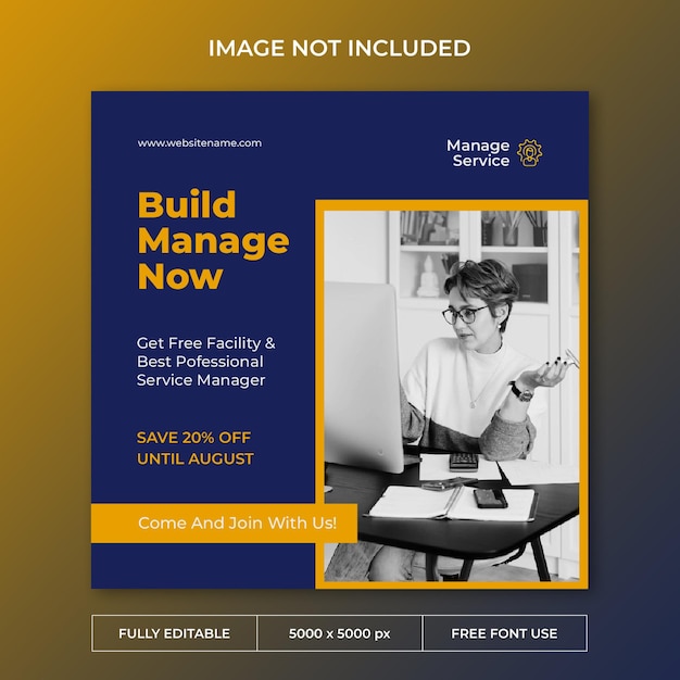 PSD manager instagram post social media template