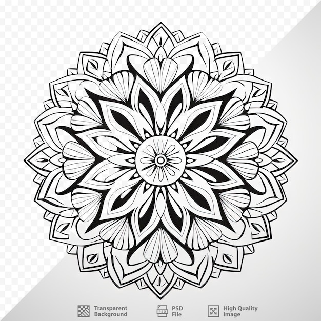 PSD 幾何学模様のマンダラの背景装飾装飾とデザイン要素着色のためのゼンタングル アートページを着色するための花のマンダラ スケッチ