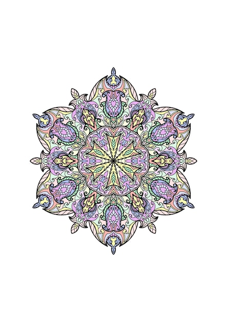 Mandala cyfrowa z unikalnym wzorem i wzorami pełnymi kolorów