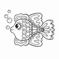 PSD a mandala fish for coloring book