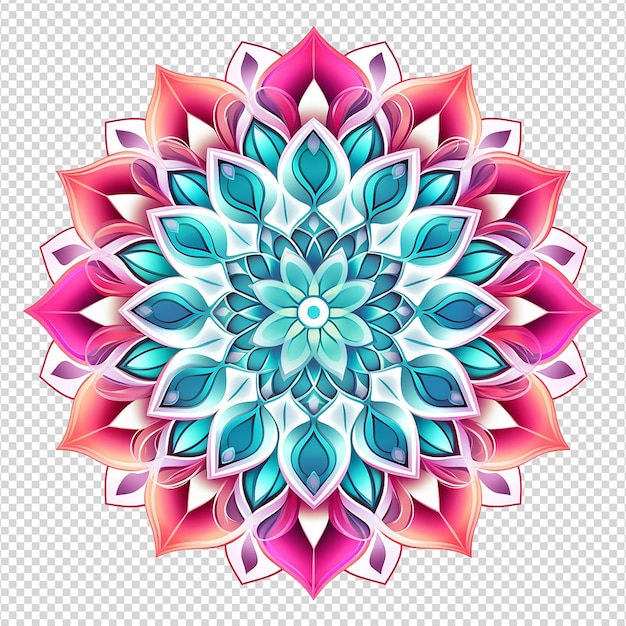 Mandala fractal design element with flower pattern isolated on transparent background png