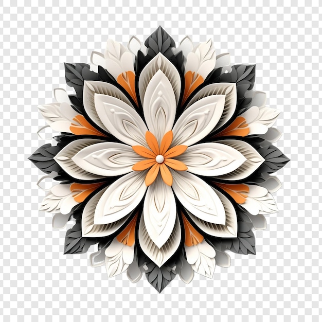 PSD elemento di design frattale del mandala con motivo floreale isolato su sfondo trasparente