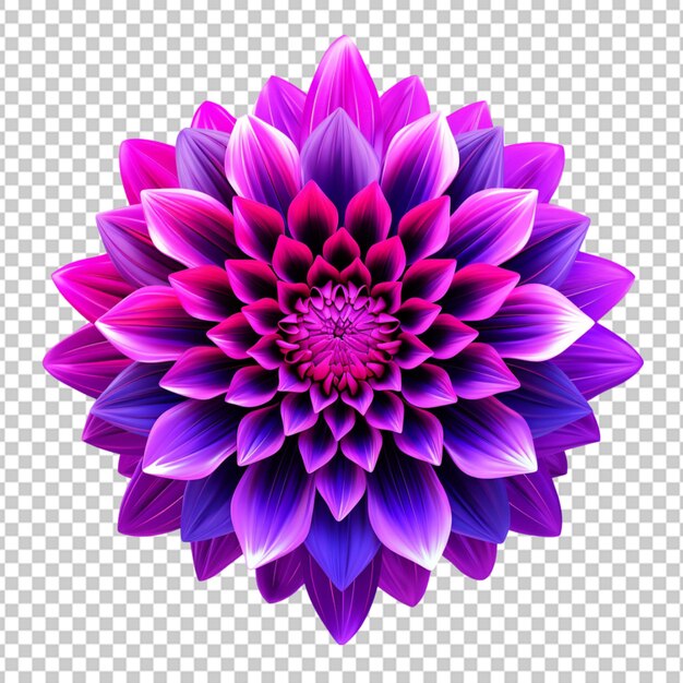 Mandala fractal design element with flower pattern isolated on transparent background