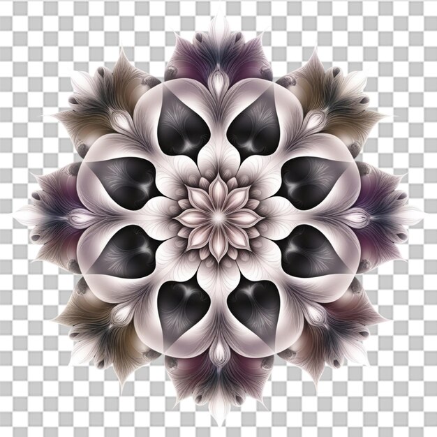 mandala fractal design element with intricate flower pattern isolated on a transparent background