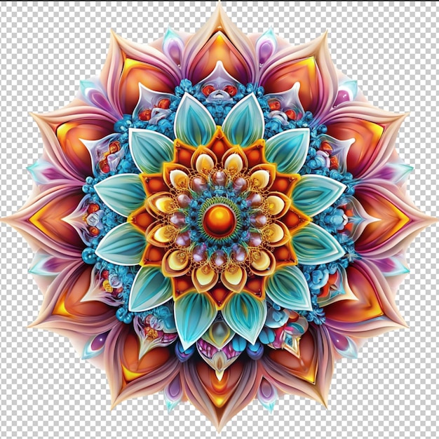 PSD mandala fractal ontwerp element met bloem patroon geïsoleerd op transparante achtergrond