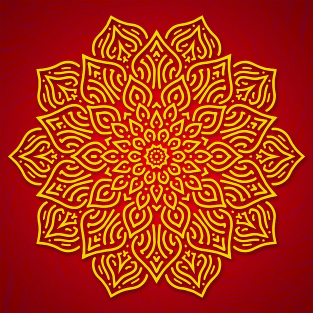 PSD mandala leaf pattern in red