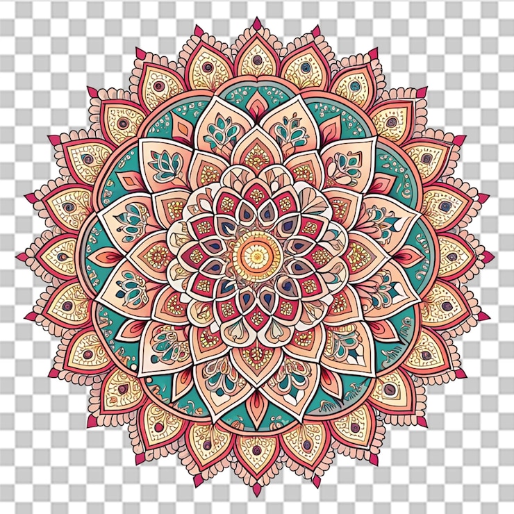 PSD mandala patterns indian illustration isolated on transparent background