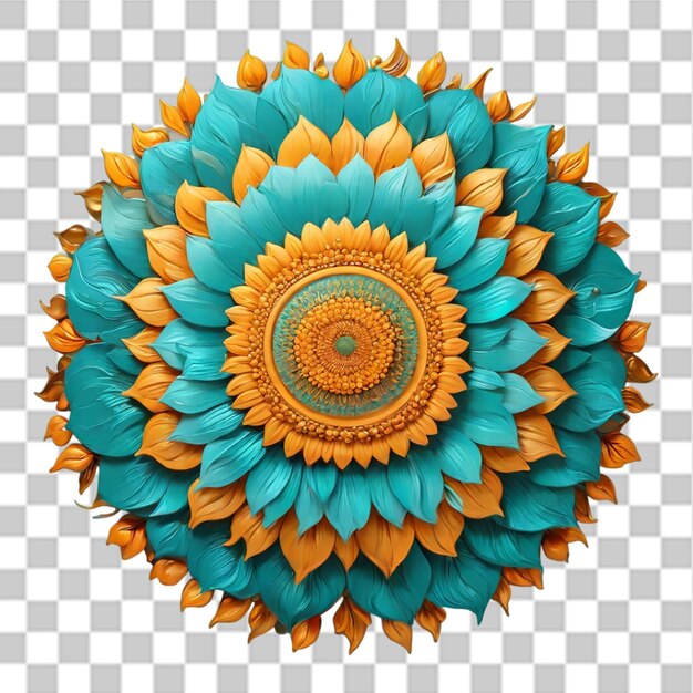 PSD mandala sunflower design element isolated on transparent background