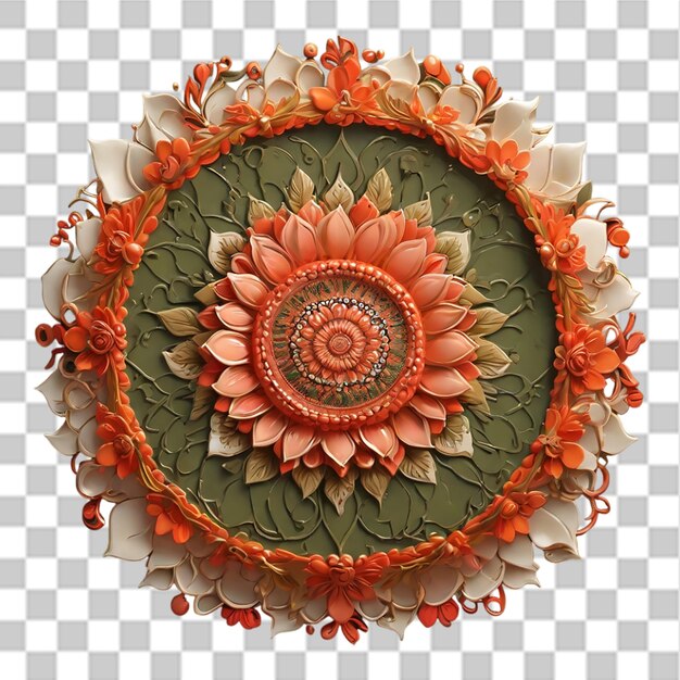 PSD mandala sunflower design element isolated on transparent background