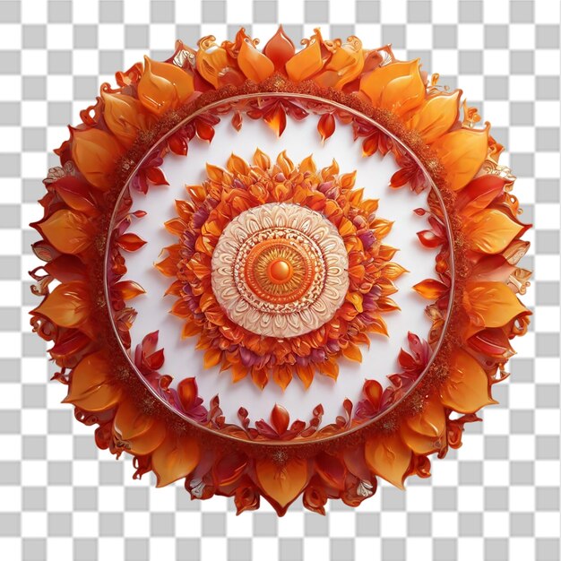 PSD mandala sunflower design element isolated on transparent background