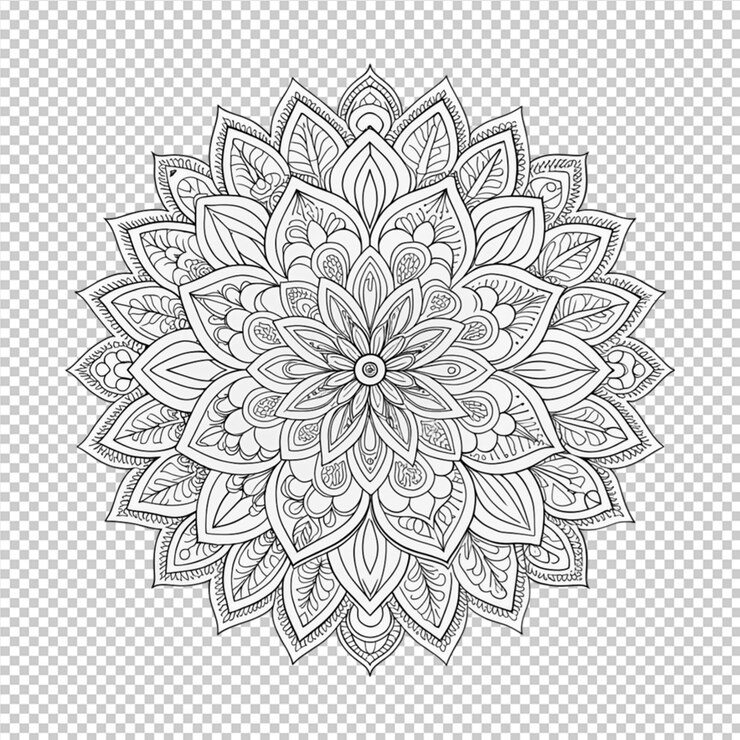 PSD mandala z konturami do malowania png