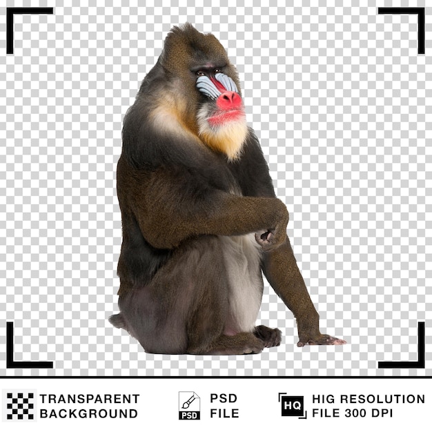 Mandrill Monkey with a Transparent Background PSD file High Resolution