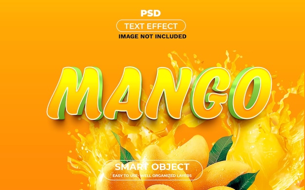 Mango 3d bewerkbaar teksteffect premium