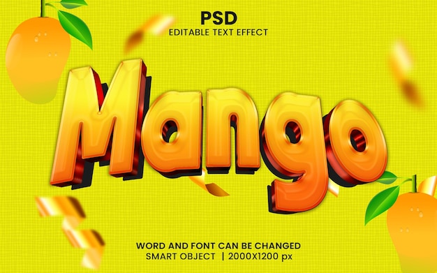 PSD mango 3d bewerkbare tekst effect stijl