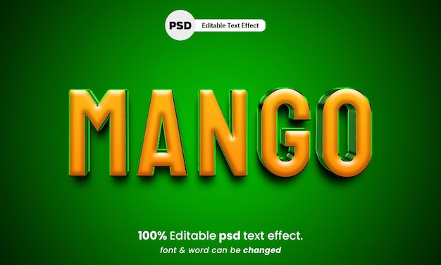 mango 3d editable psd text effect