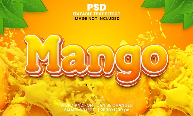 PSD effetto di testo modificabile mango 3d psd premium con sfondo