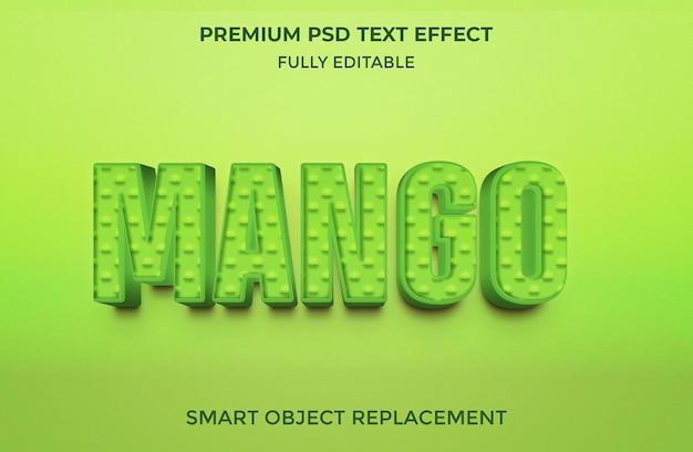 PSD マンゴー3dスタイルのテキスト効果テンプレート